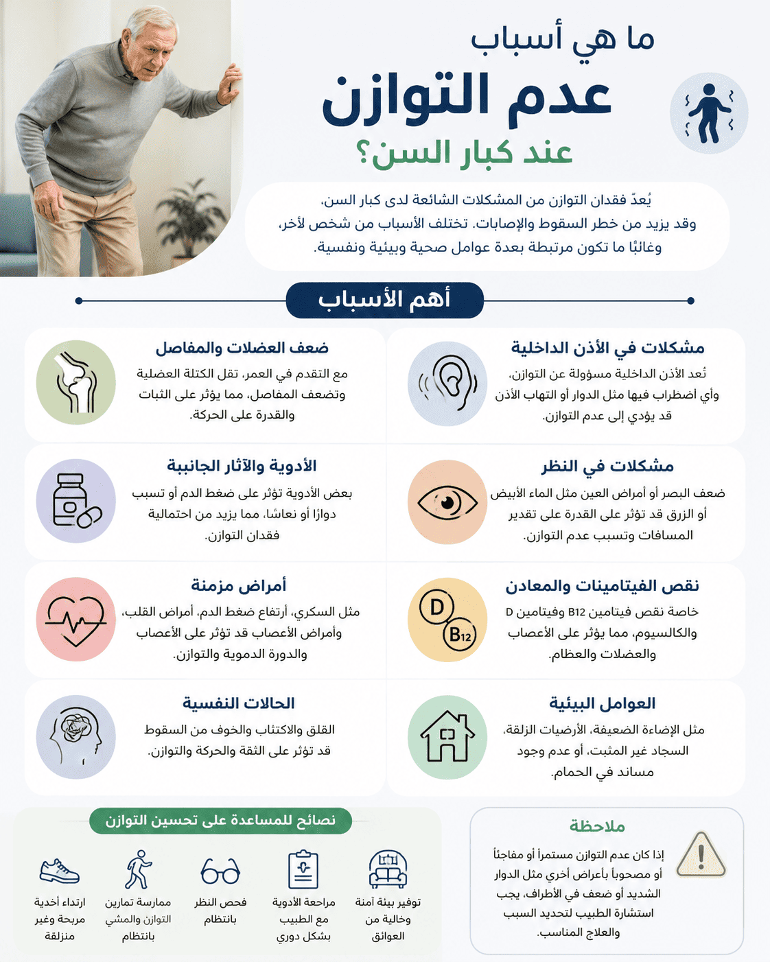 ما هي أسباب عدم التوازن عند كبار السن؟